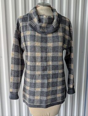 EX OFFICIO plaid turtleneck sweater M